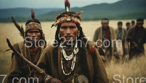 Stone Age Tribal Hunters in Field