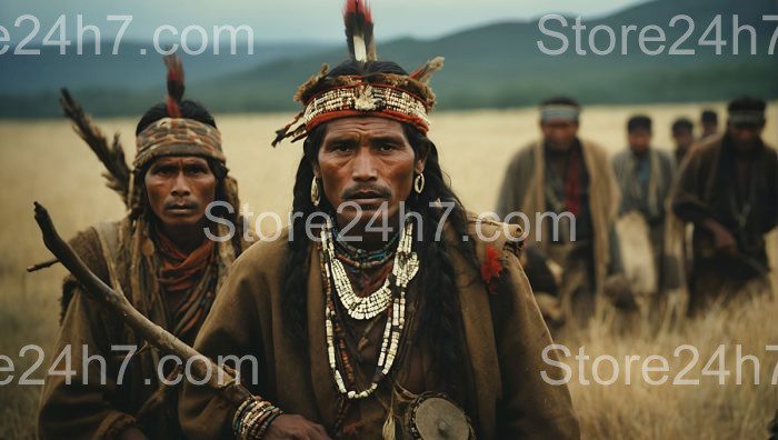 Stone Age Tribal Hunters in Field