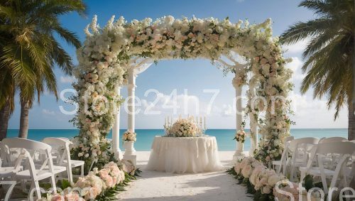 Elegant Beach Wedding Ceremony Setting
