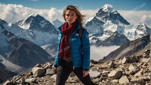 Adventurous Woman Mountain Summit Hike