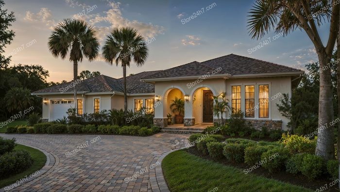 Elegant Palm-Adorned Suburban Family Abode