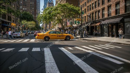 New York Street with Yellow Taxi