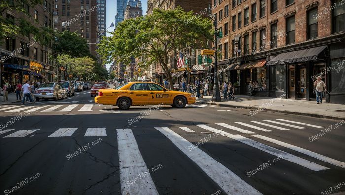 New York Street with Yellow Taxi