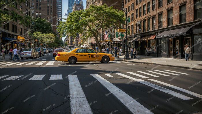 New York Street with Yellow Taxi