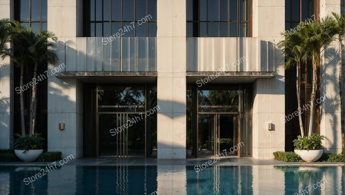 Modern Condo Entrance Reflective Pool