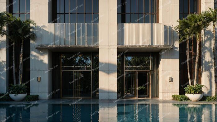 Modern Condo Entrance Reflective Pool