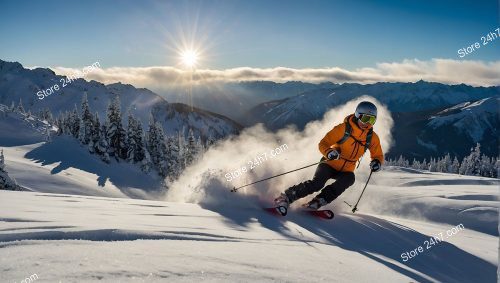 Skier Carving Through Pristine Snow