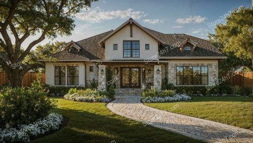 Charming Stone and Stucco Single Family Home Exterior
