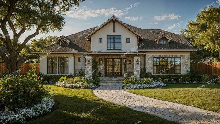Charming Stone and Stucco Single Family Home Exterior