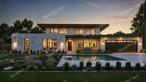 Modern Poolside Home at Sunset Serenity