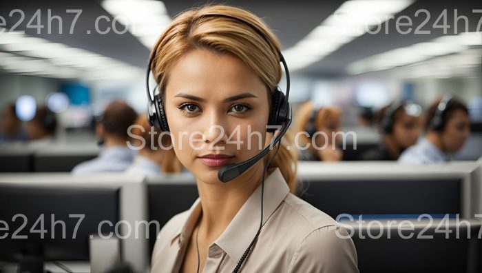 Focused Call Center Operator Portrait