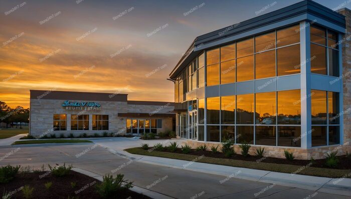 Sunset Reflections Glass Office Building