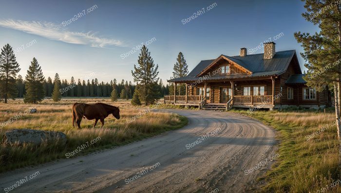 Log Cabin Ranch Sunset Serenity