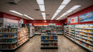 Bright Clean Supermarket Interior Display