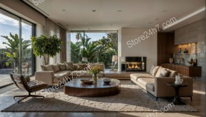 Chic Living Room with Lush View