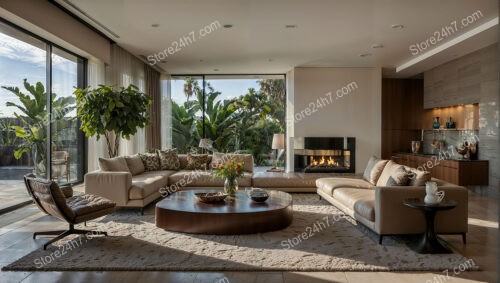 Chic Living Room with Lush View