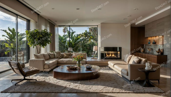 Chic Living Room with Lush View