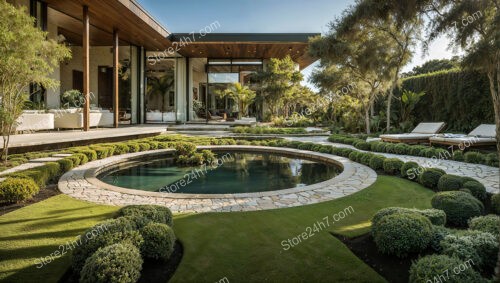 Circular Reflection Pool Garden Ambiance