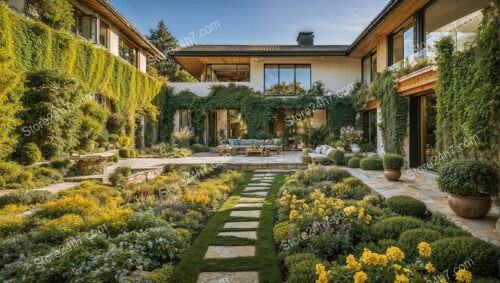 Contemporary Home Lush Garden Walkway