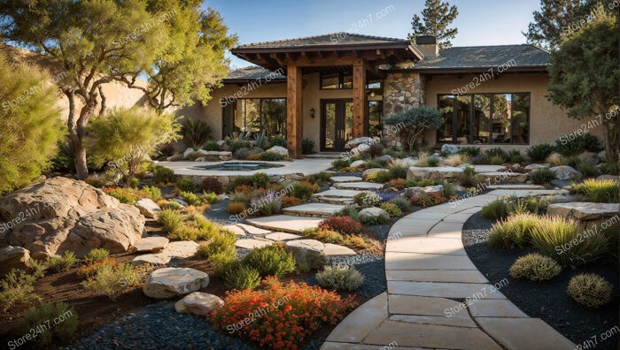 Desert Oasis Stone Pathway Landscape