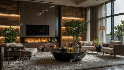 Luxurious Warm Wood Living Room