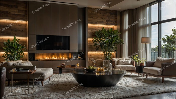 Luxurious Warm Wood Living Room