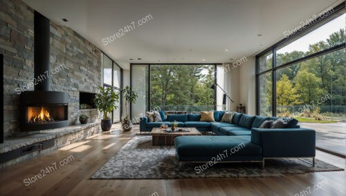 Modern Blue Sofa Living Room