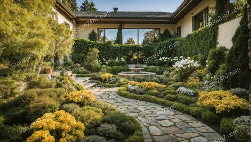 Modern Courtyard Oasis with Fountain Garden