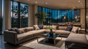 Modern Elegant Living Room Evening