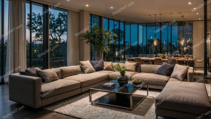 Modern Elegant Living Room Evening