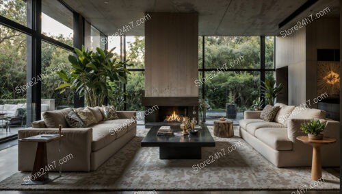 Modern Living Room with Fireplace