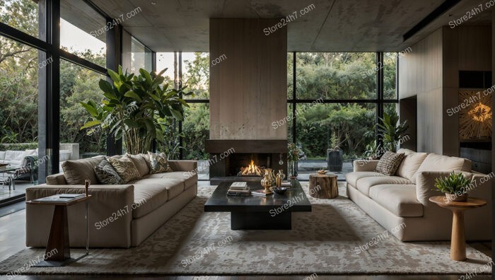 Modern Living Room with Fireplace