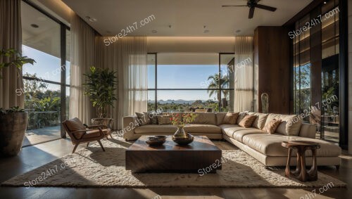 Modern Living Room with Mountain View