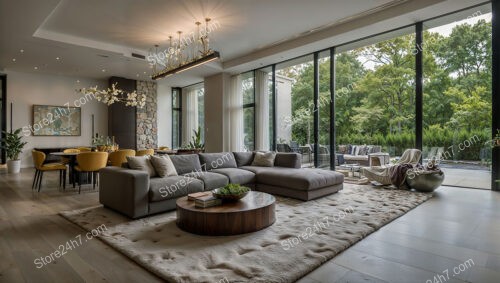 Modern Living Room with Nature View