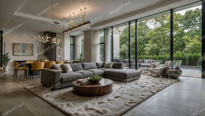 Modern Living Room with Nature View