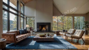 Modern Living Room with Nature View