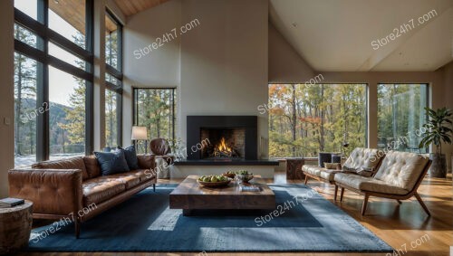 Modern Living Room with Nature View