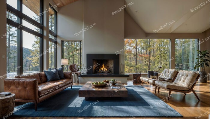 Modern Living Room with Nature View