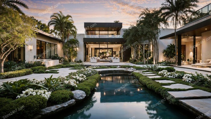 Modern Luxury Home Landscape Oasis