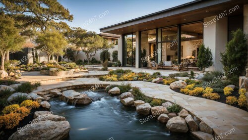 Modern Tranquil Stream Garden Design