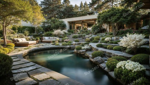 Serene Backyard Stone Pool Retreat