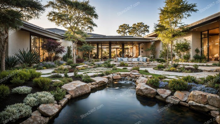 Serene Modern Home Landscaping Oasis