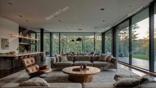 Spacious Living Room with Nature View