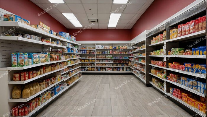 Spacious Supermarket Aisle Interior View