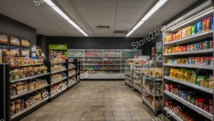 Streamlined Supermarket Aisle Interior View