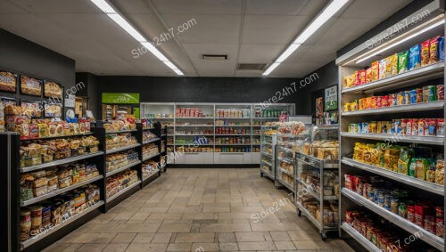 Streamlined Supermarket Aisle Interior View