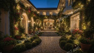 Twilight Enchantment in Illuminated Garden
