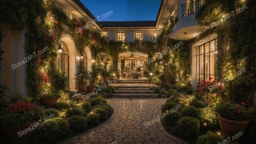 Twilight Enchantment in Illuminated Garden