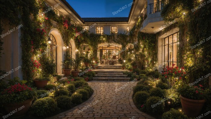 Twilight Enchantment in Illuminated Garden