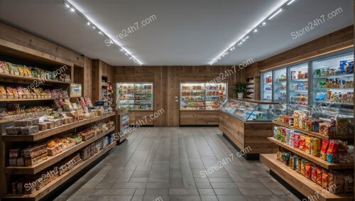 Warm Wooden Grocery Shop Interior